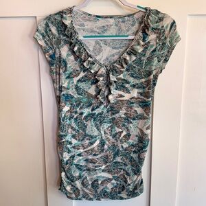 Leaf Print Ruffle Top